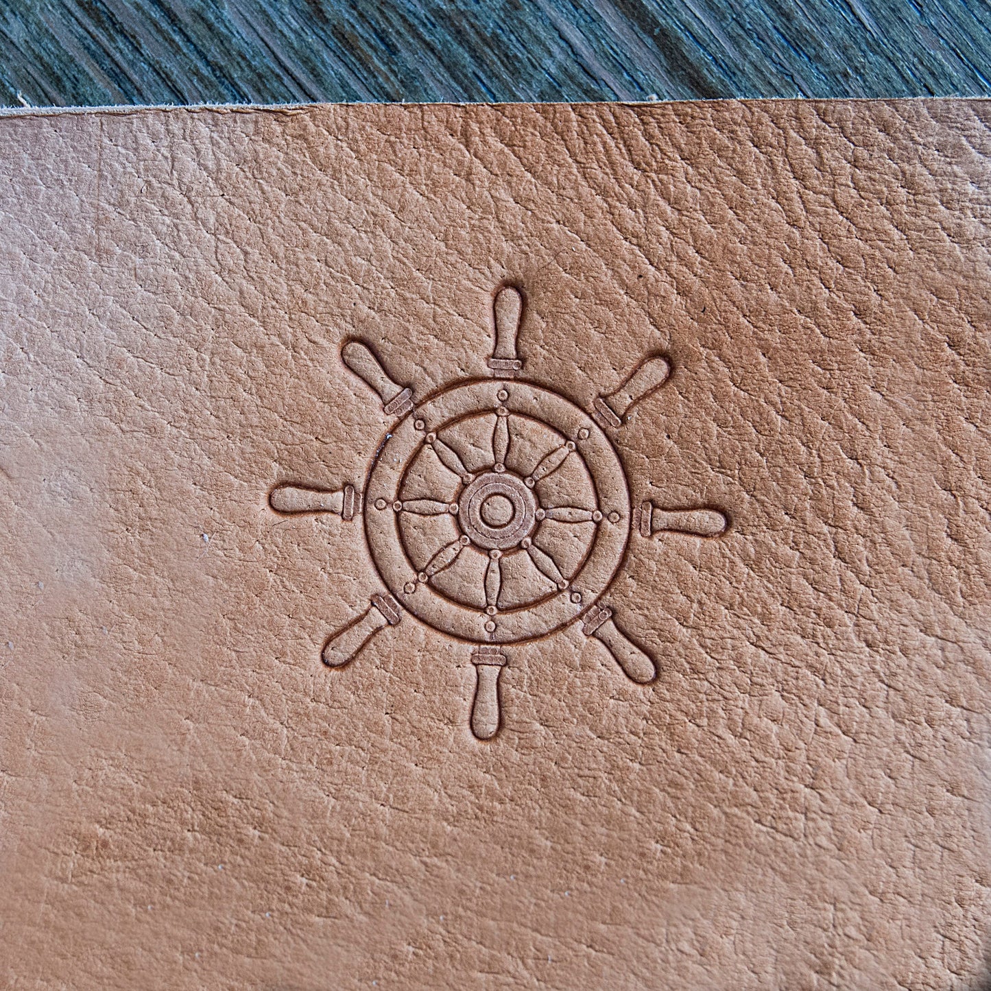 Leather Stamp : Steering wheel, ship 3x3cm (1,18"x1,18") - Delrin Material