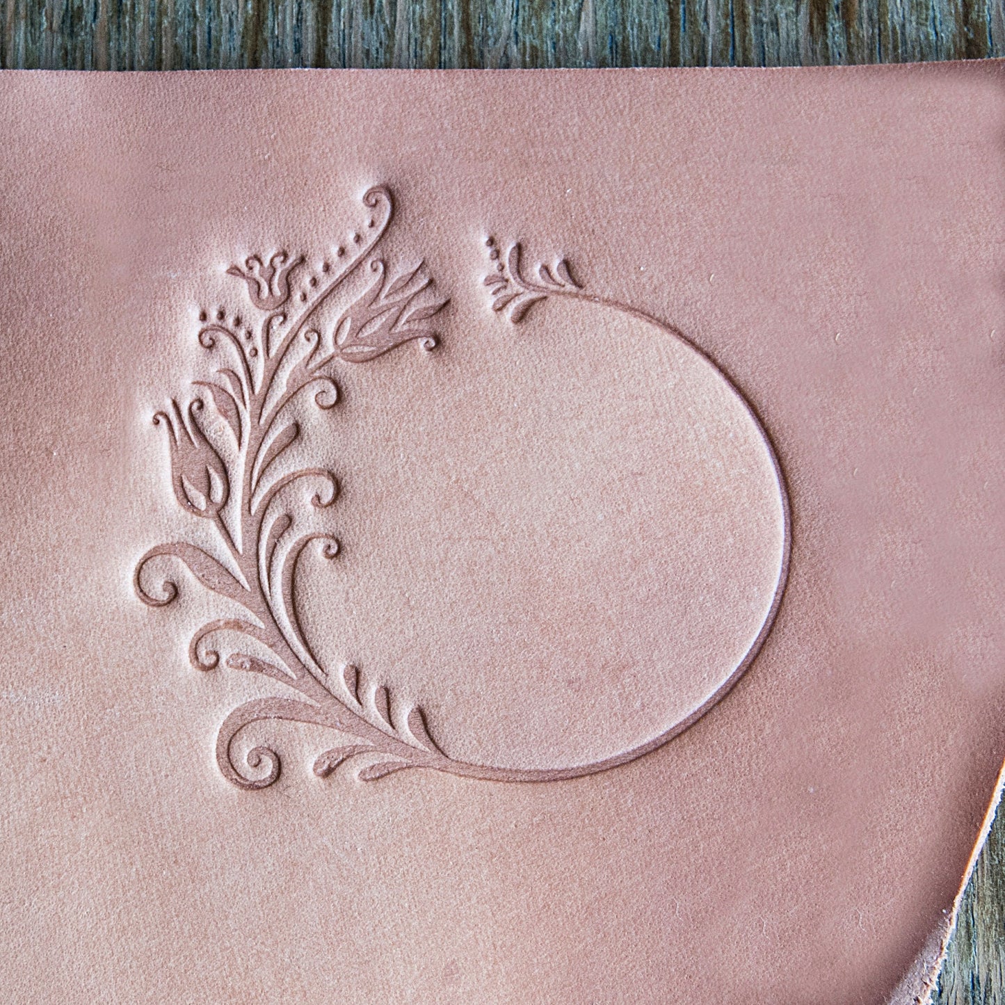 Leather Stamp: floral circle - Delrin Material