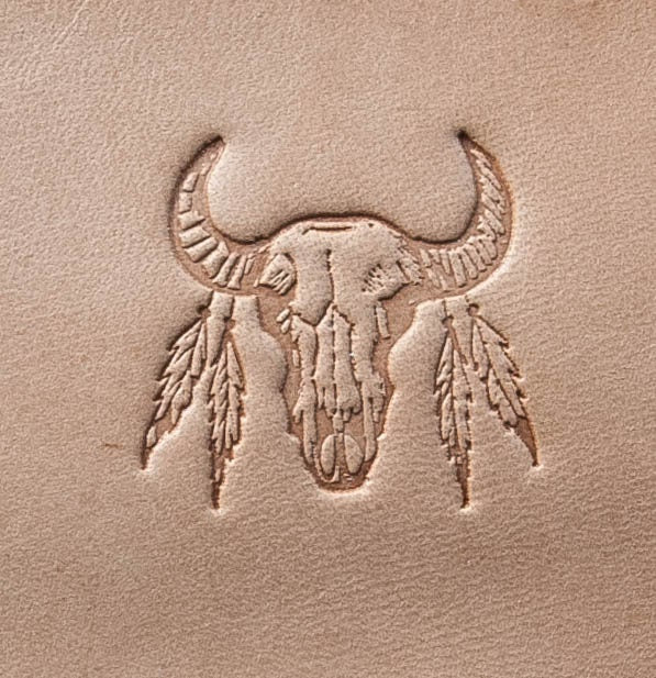 Leather Stamp: Buffalo Indian feathers#1 - Delrin Material