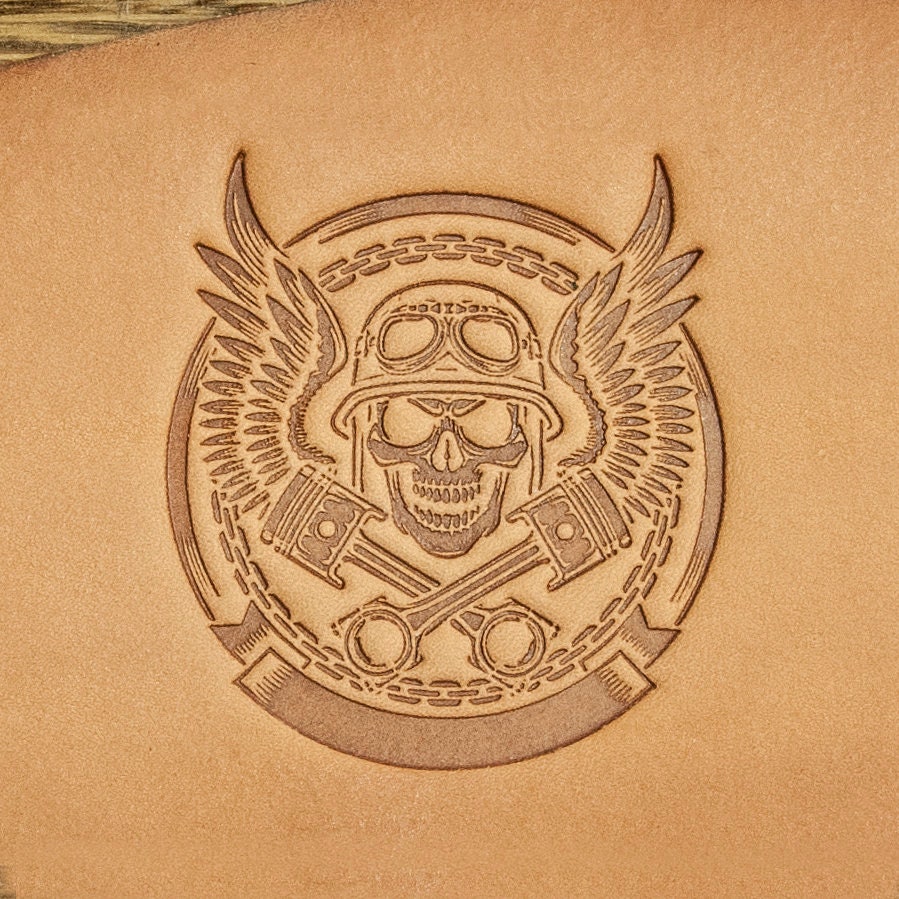 Delrin Leather Stamp: motor skull
