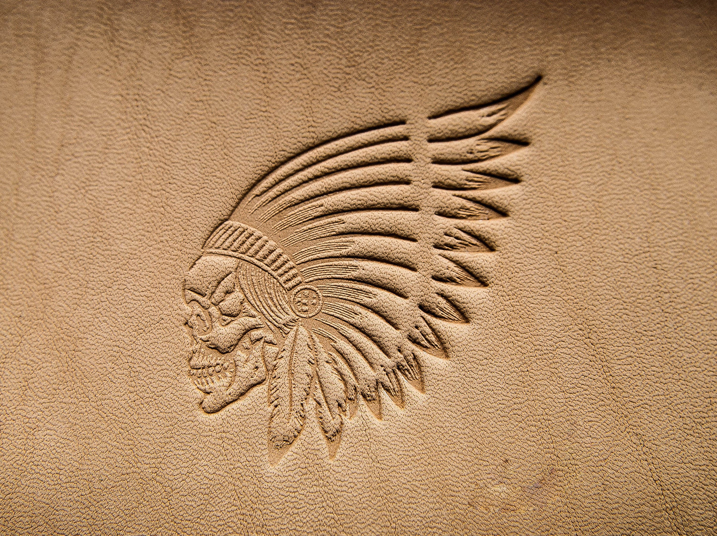 Leather stamp (Delrin), leather tool, craft tool, skull with feathers stamp, leather stamps