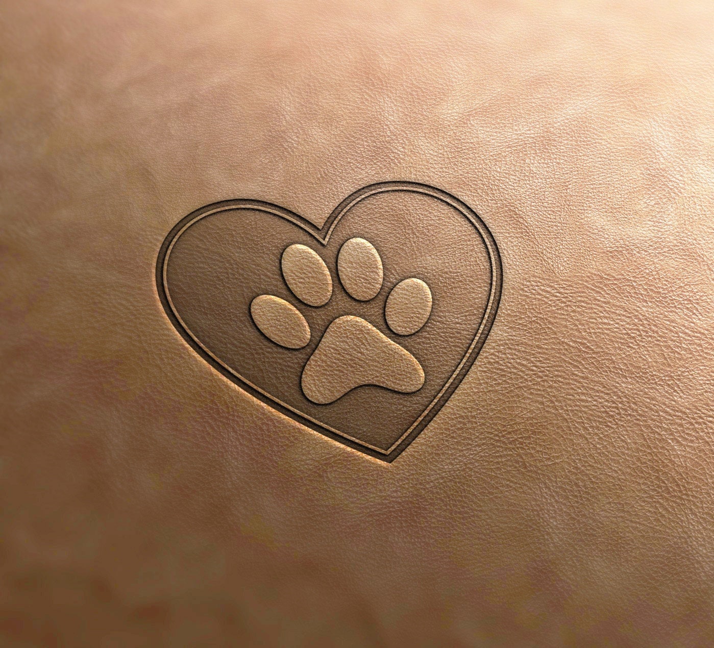 Leather Stamp cat's paw in heart - Delrin Material