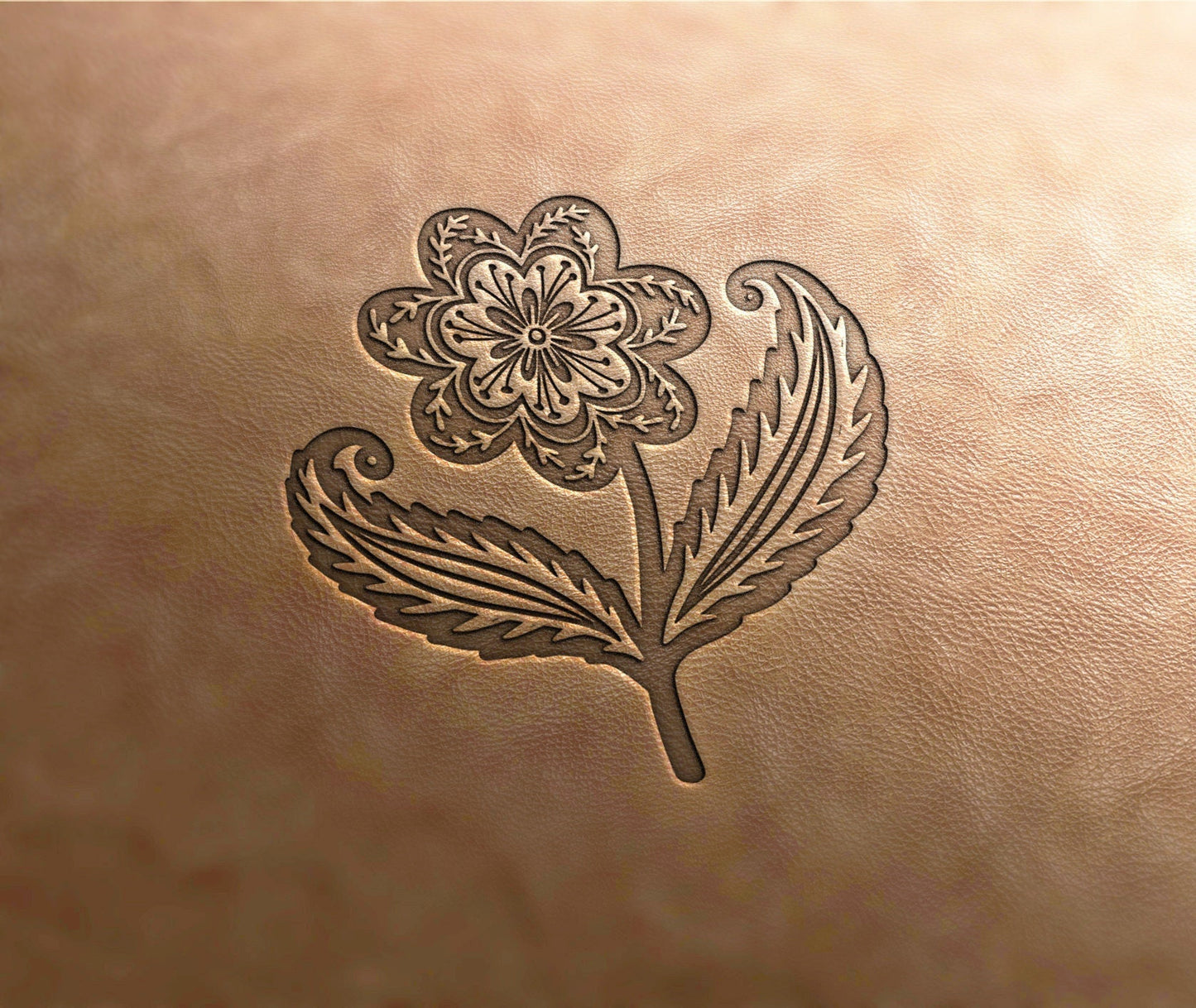 Leather Stamp : folklore flower 4 - Delrin Material