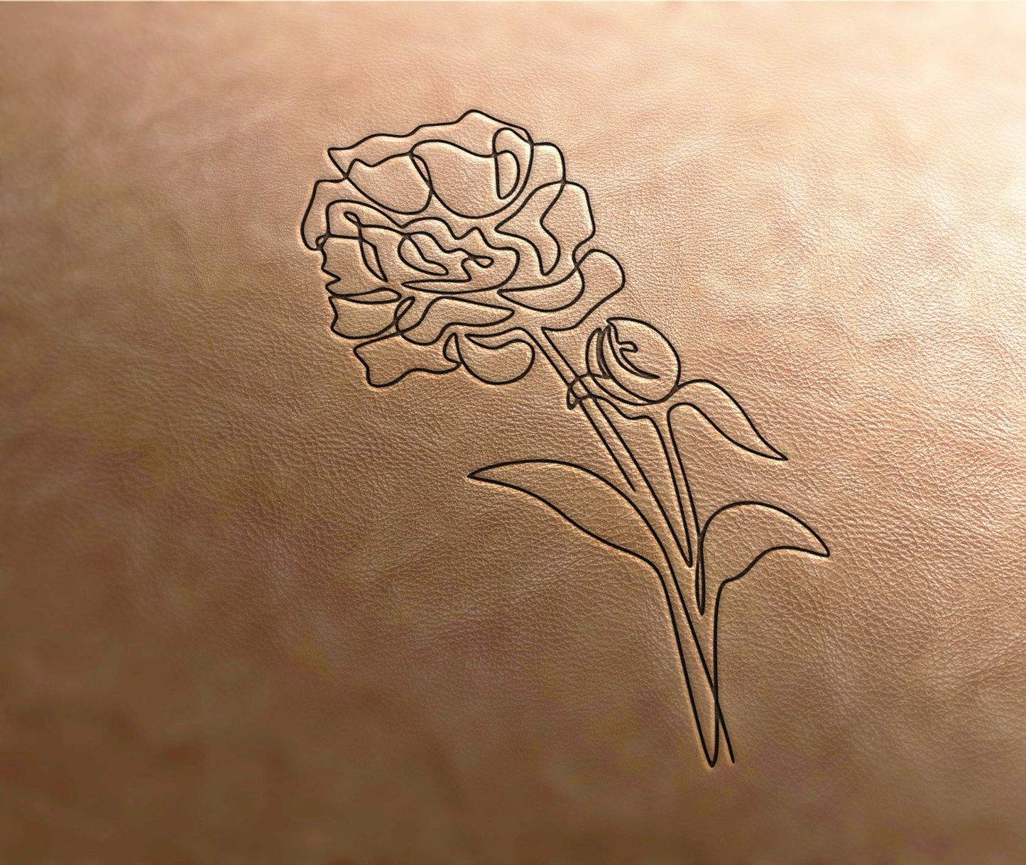 Leather Stamp : Flower peony stamp 8 - Delrin Material