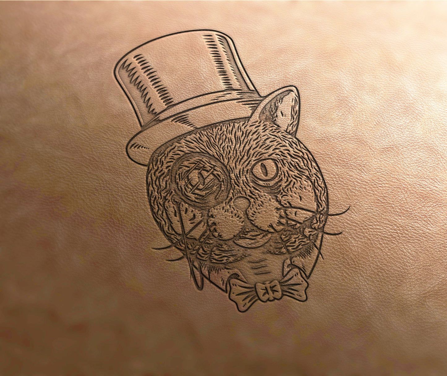 Leather Stamp : retro cat - Delrin Material