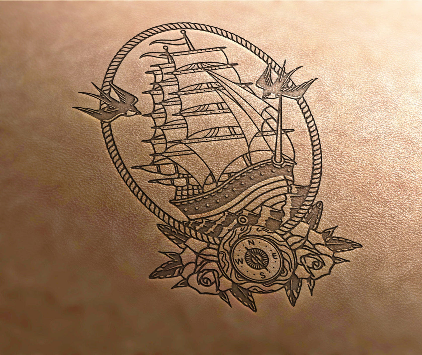 Leather Stamp : marine stamp, wind rose stamp - Delrin Material