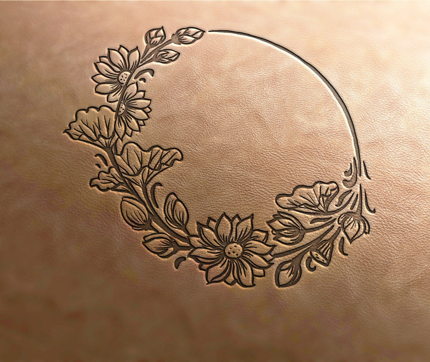 Leather Stamp : flower circle 3 - Delrin Material