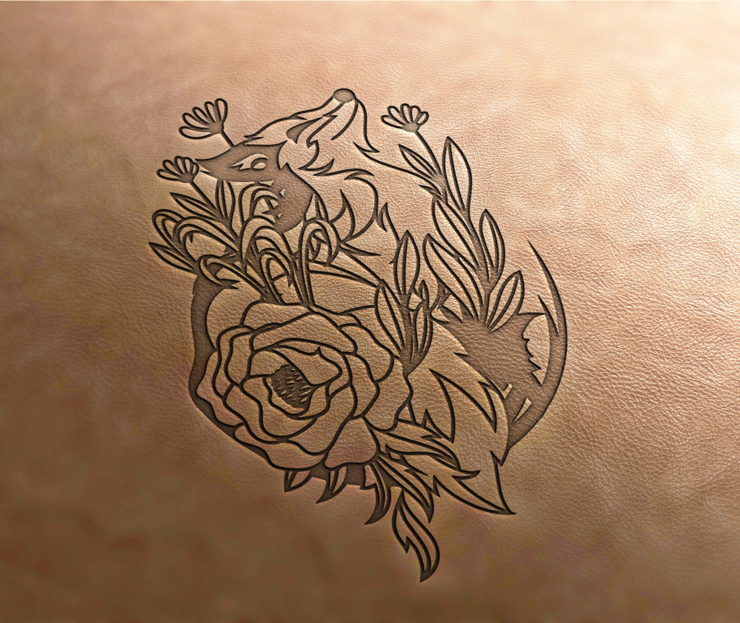 Leather Stamp : fox in nature - Delrin Material