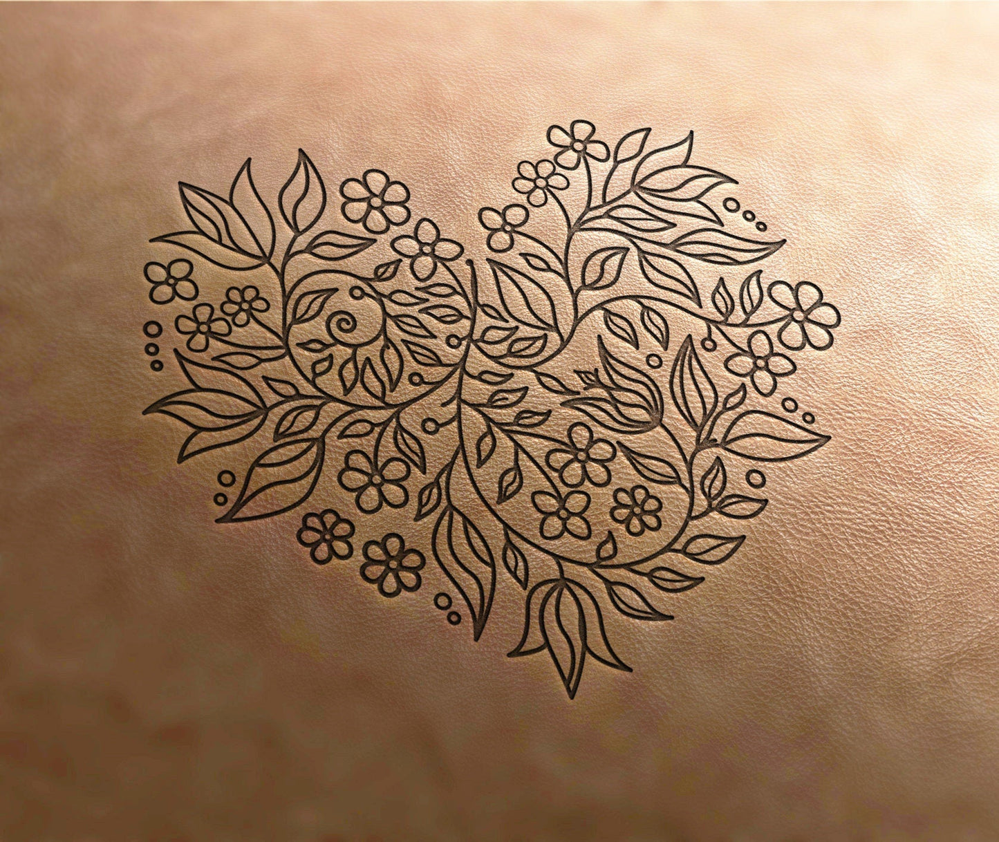 Leather Stamp flower heart stamp 1 - Delrin Material