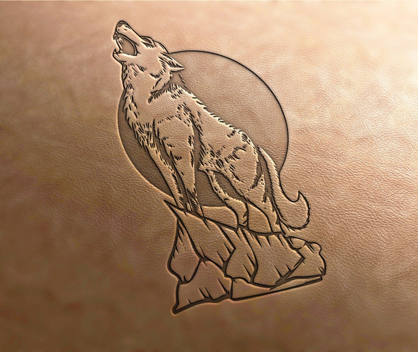 Leather Stamp : Howling Wolf - Delrin Material