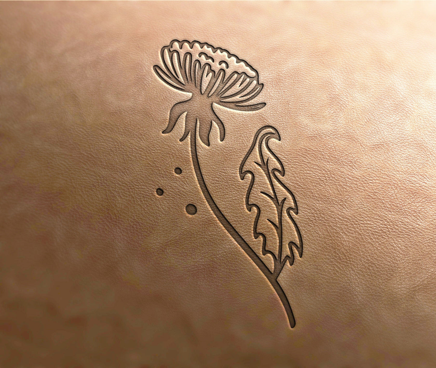 Delrin Leather Stamp, Dandelion stamp, flower stamp, flower tile,botanical ornament leather tools, craft tools,leather stamp,leather stamps