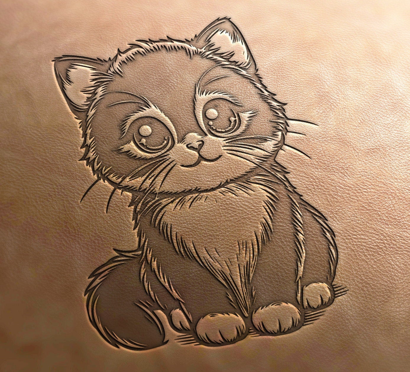 Leather Stamp : cat silhouette - Delrin Material