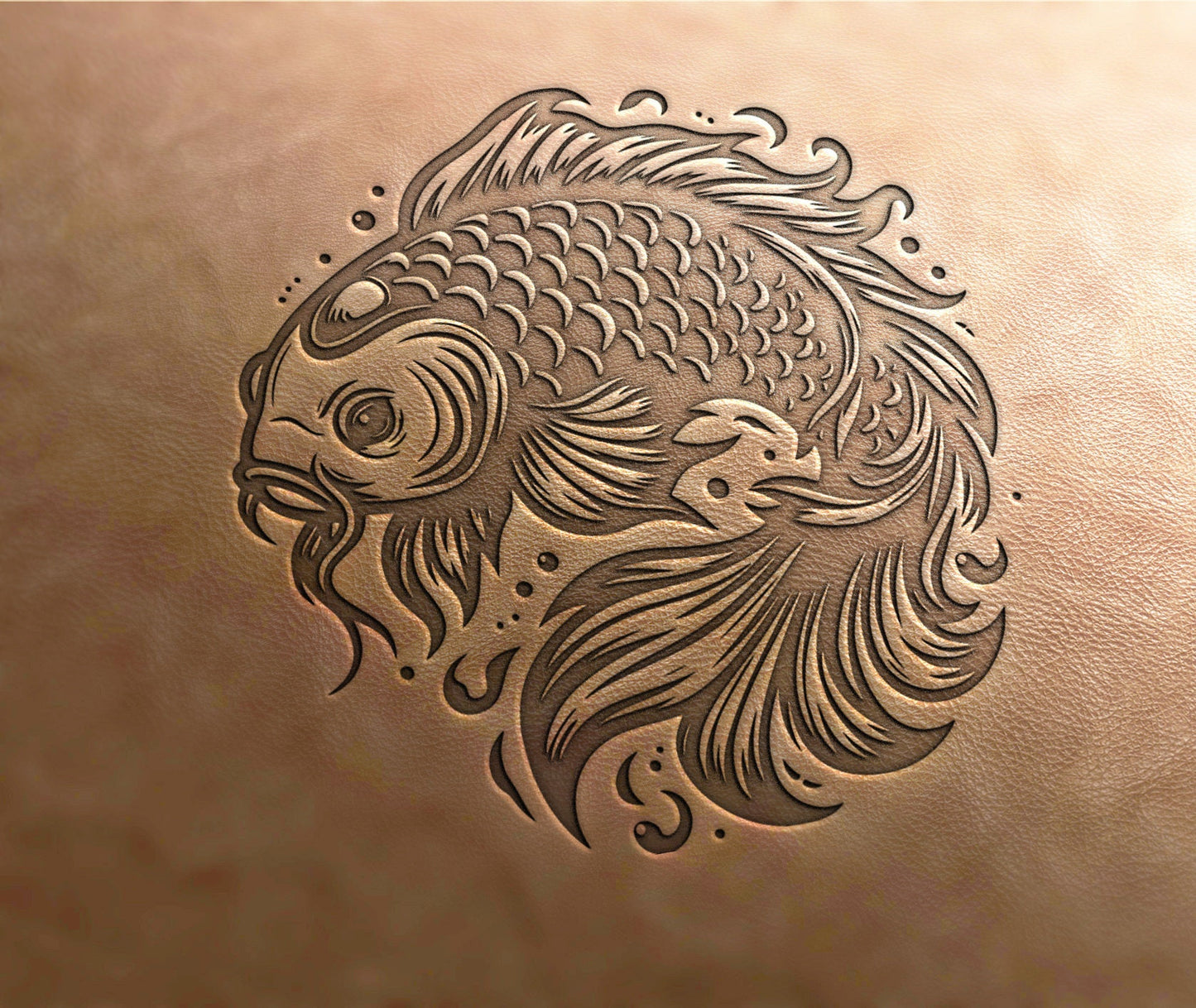 Leather Stamp : fish - Delrin Material