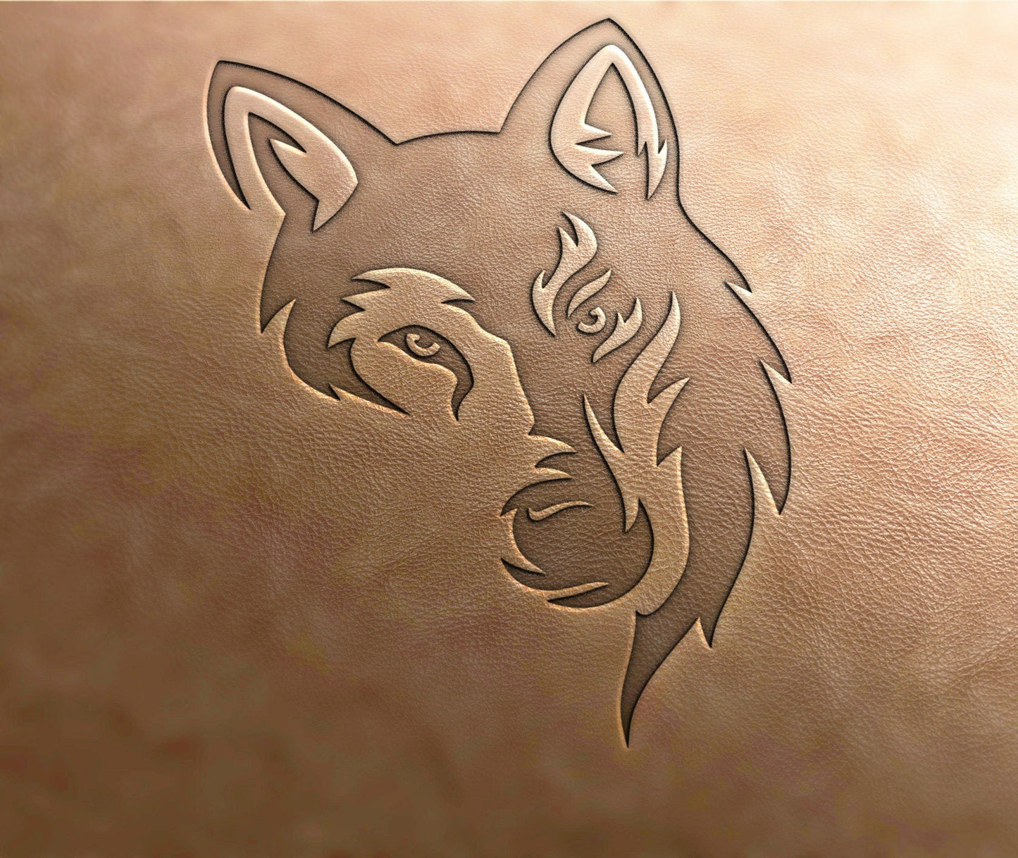 Leather Stamp : Wolf's head - Delrin Material