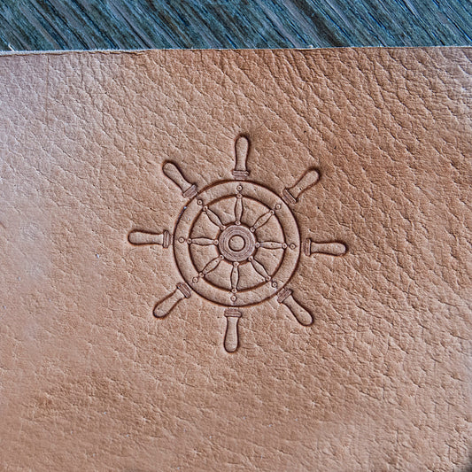 Leather Stamp : Steering wheel, ship 3x3cm (1,18"x1,18") - Delrin Material