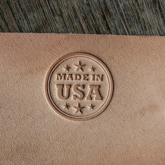 Leather Made in USA Stamp: 3x3cm (1,18"x1,18") - Delrin Material