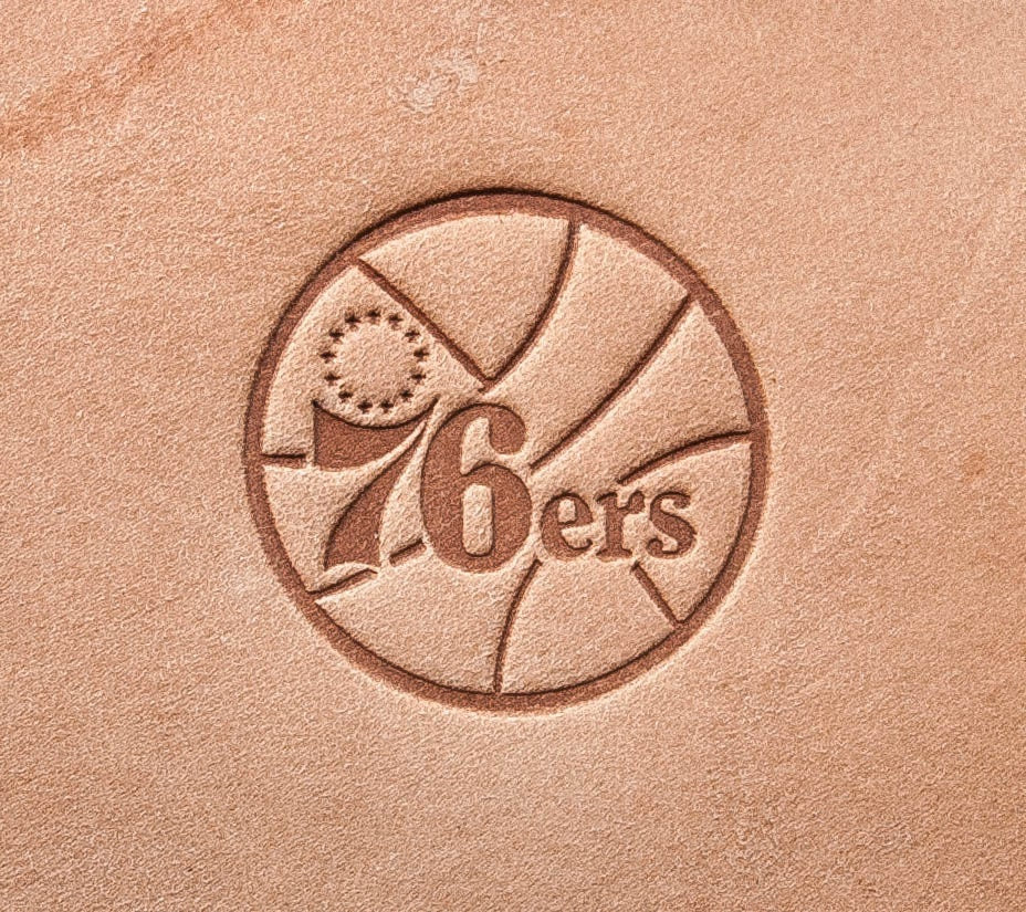 Leather Stamp , custom leather stamp: Philadelphia 76ers - Delrin Material