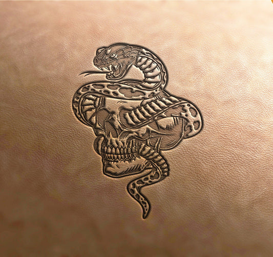 Leather Stamp : Skull with snake - Delrin Material