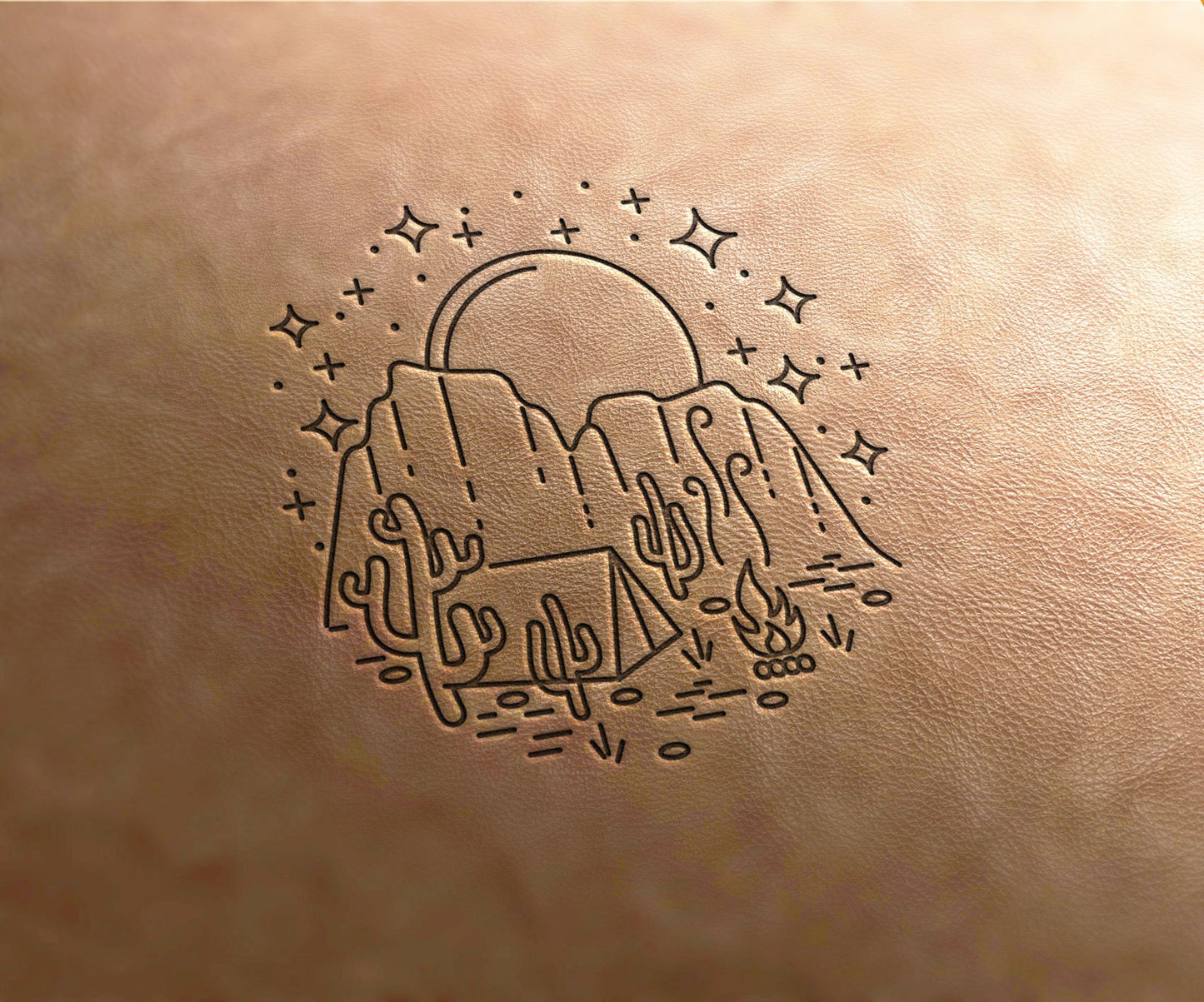 Leather stamps Delrin landscape #4, holiday stamp, leather tools, leather stmpas, custom leather stamps, craft tools, embossing plate