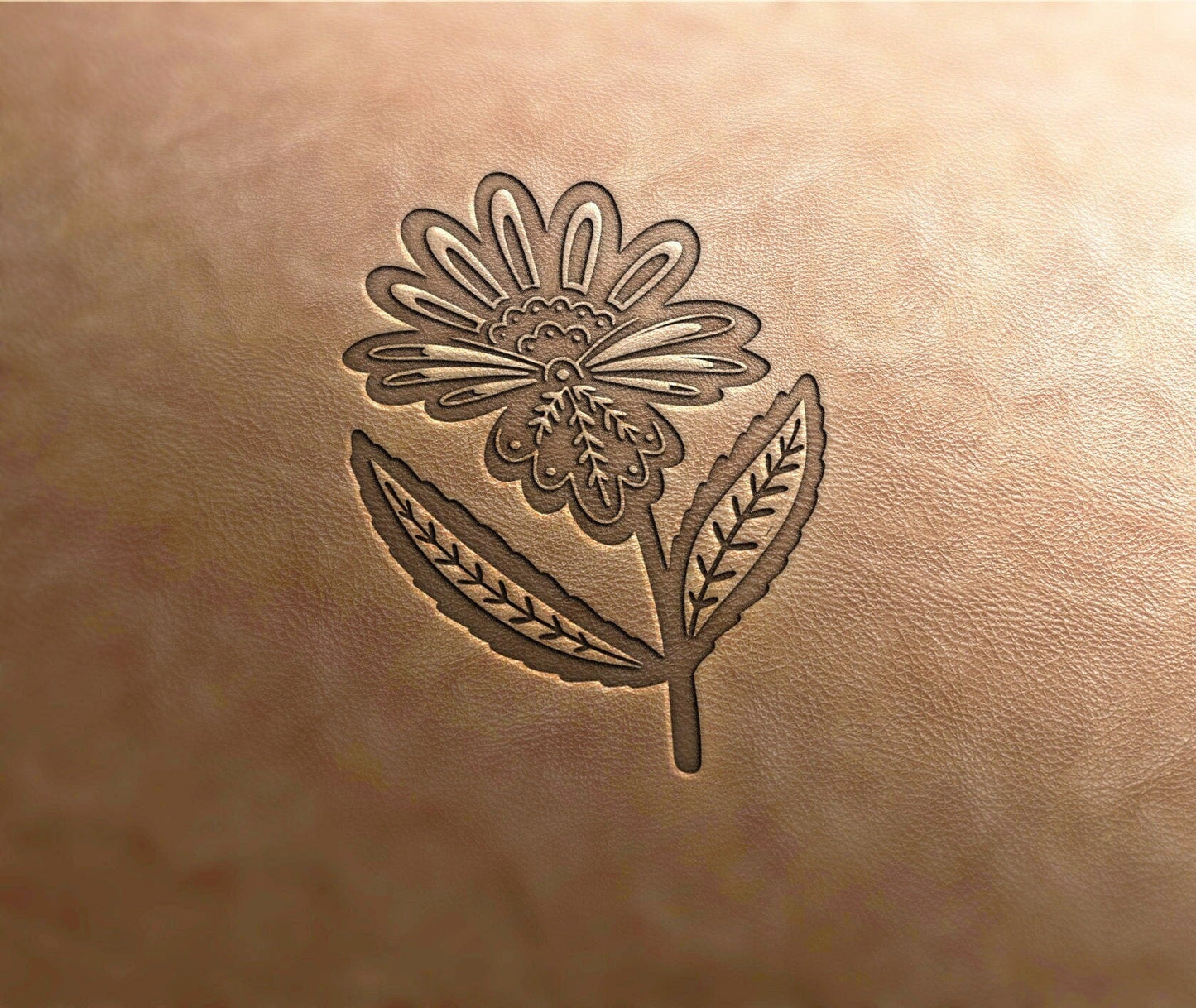 Leather Stamp, folklore flower 2 - Delrin Material