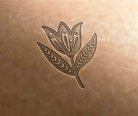 Delrin Leather Stamp, folklore flower 3, leather tools, craft tools, leather stamp, leather stamps, embossing tools