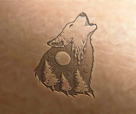 Leather Stamp: Howling Wolf  - Delrin Material