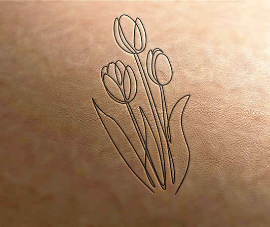 Leather Stamp (Delrin material) Linear tulip stamp #6, leather stamps, custom leather stamp, leather tools, craft tools, embossing tools