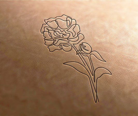 Leather Stamp : Flower peony stamp 8 - Delrin Material