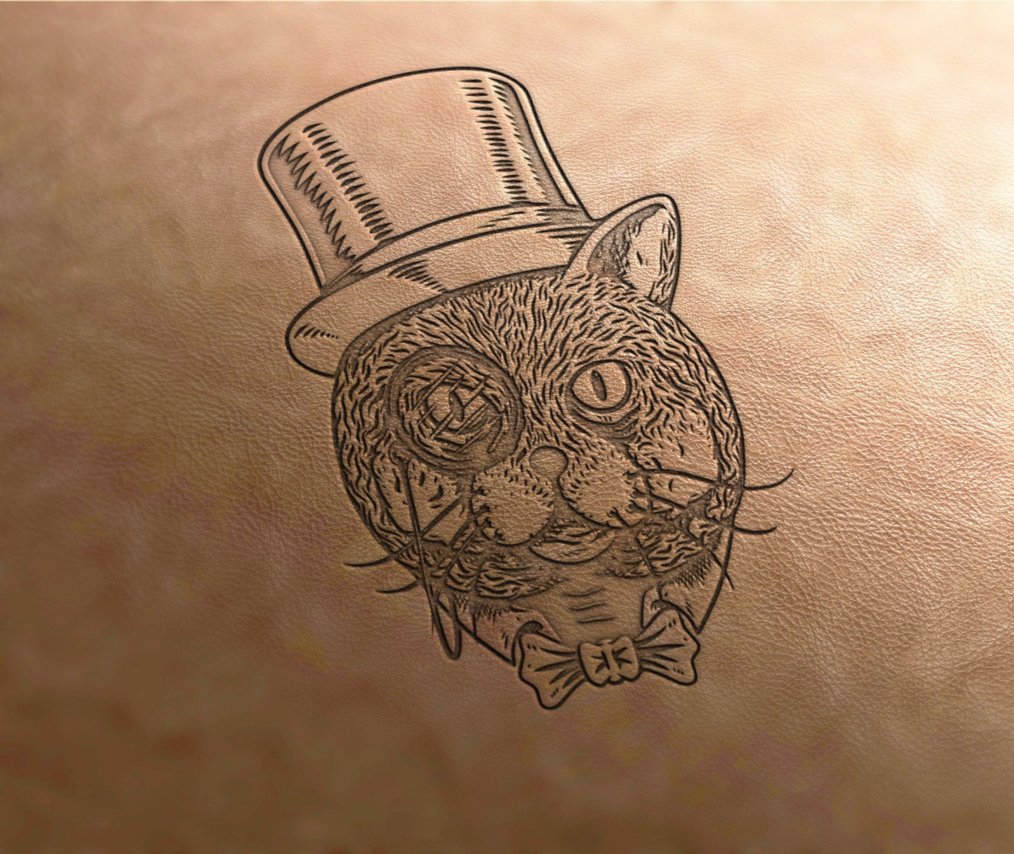 Leather Stamp :  retro cat - Delrin Material