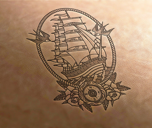 Leather Stamp , marine stamp, wind rose stamp - Delrin Material
