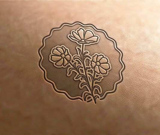 Leather Stamp : flower circle 3 - Delrin Material