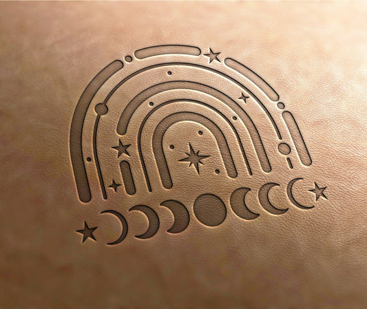 Leather Stamp abstract stamp, celestial rainbow - Delrin Material