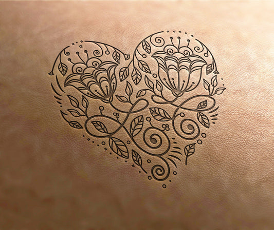 Leather Stamp (Delrin material) flower heart stamp #2, leather stamps, custom leather stamp, leather tools, craft tools, embossing tools
