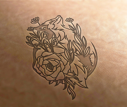 Leather Stamp fox in nature - Delrin Material