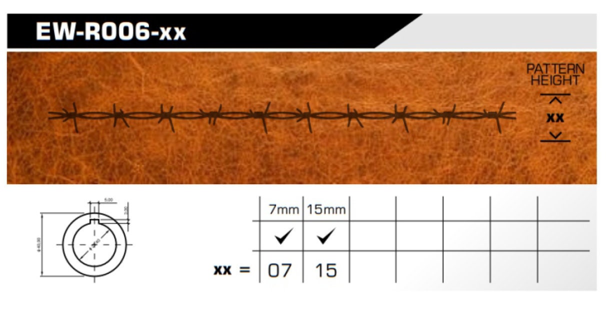 Leather Stamp: embossing wheel - EW-R006, barbwire