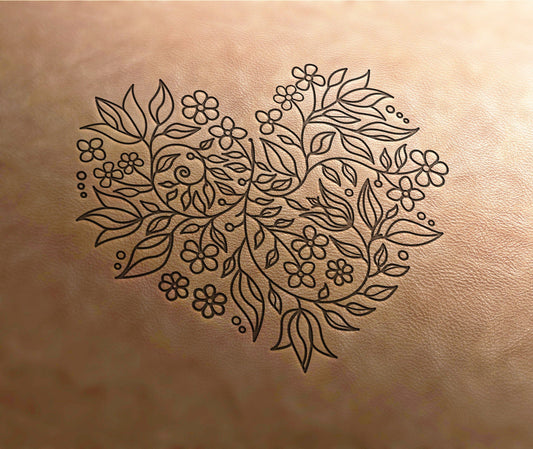 Leather Stamp : flower heart stamp 1 - Delrin Material