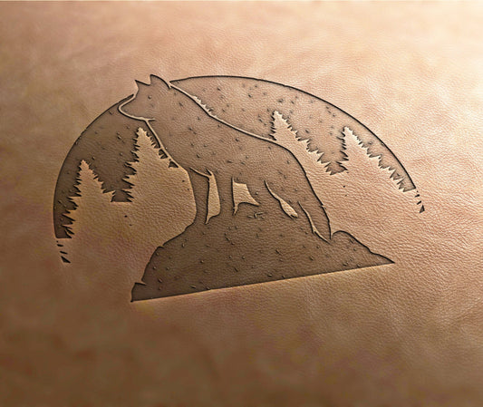 Leather Stamp : Howling Wolf - Delrin Material