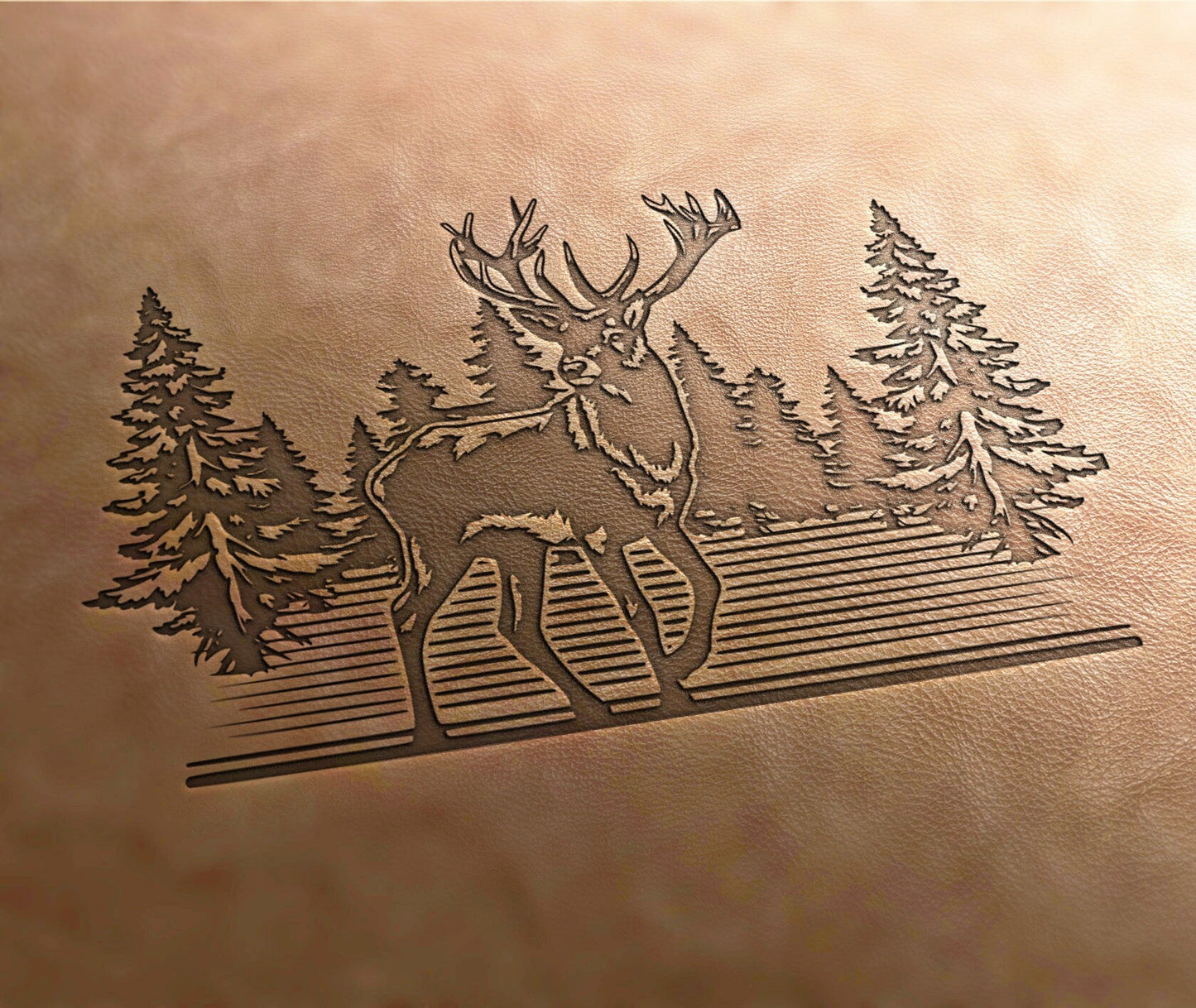 Leather Stamp :Deer in nature 3 - Delrin Material