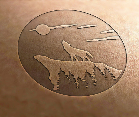 Leather Stamp Wolf in nature - Delrin Material