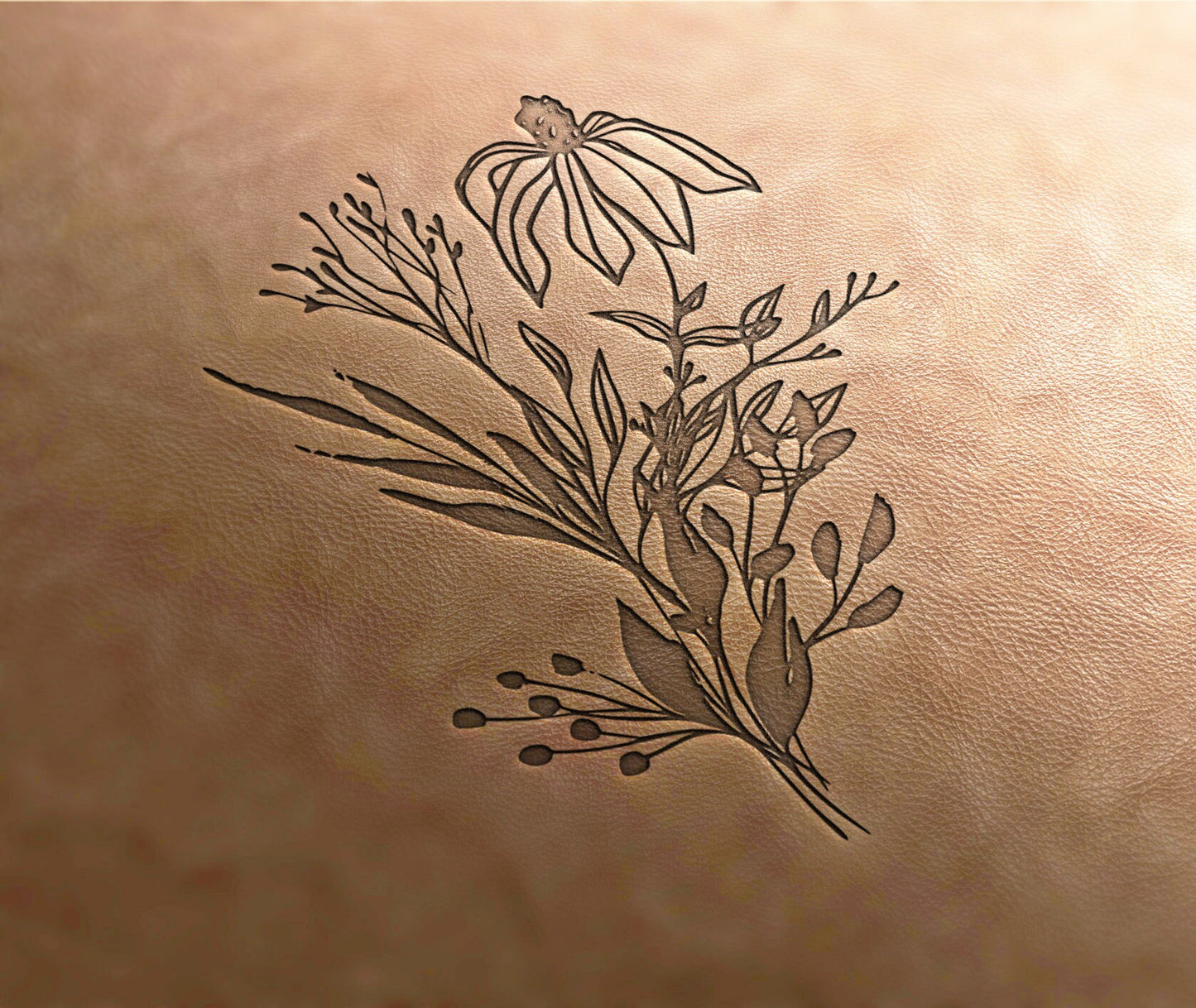 Leather Stamp (Delrin material) Flower stamp,bouquet of flowers,field flowers,boho flowers,leather stamps,custom leather stamp,leather tools