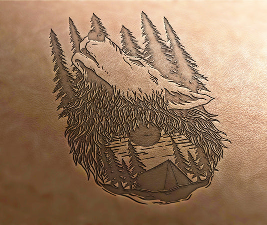 Leather Stamp : Howling Wolf - Delrin Material