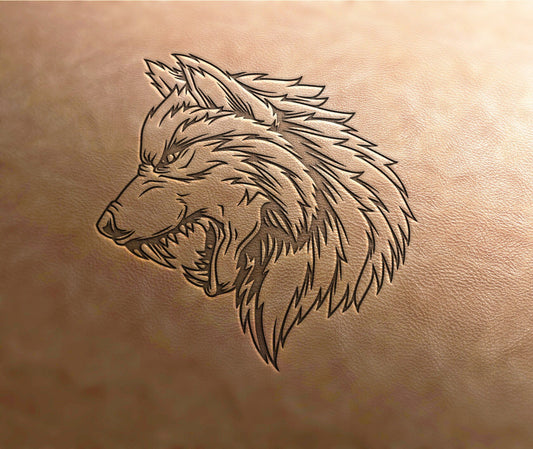 Leather Stamp : Wolf's head, - Delrin Material