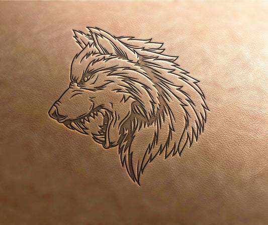 Leather Stamp : Wolf's head - Delrin Material
