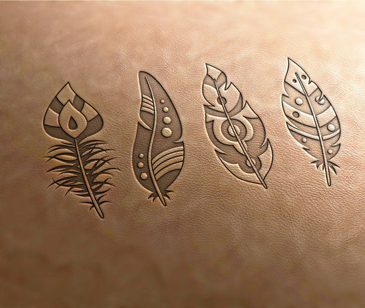 Leather Stamp: Set of 4 separate feathers - Delrin Material