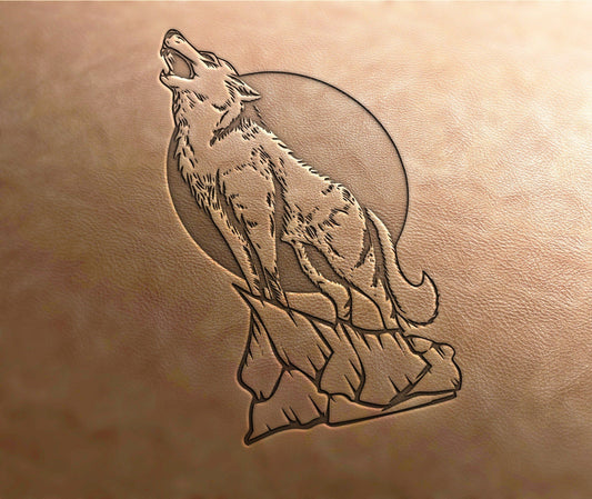 Leather Stamp : Howling Wolf - Delrin Material