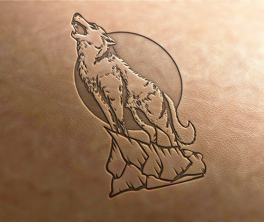 Leather Stamp (Delrin material): Howling Wolf , leather stamps, custom leather stamp, leather tools, craft tools, embossing tools