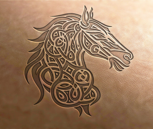 Leather Stamp : horse stamp, Celtic horse - Delrin Material