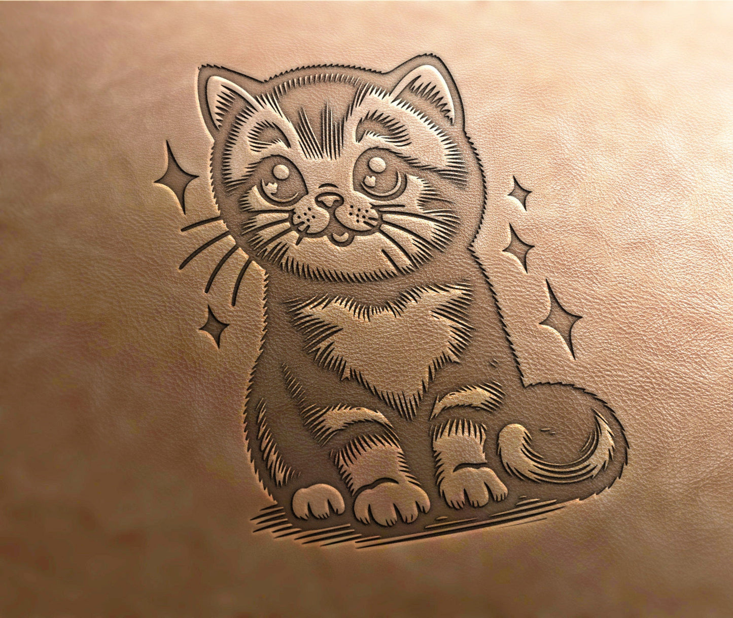 Leather Stamp : cat silhouette - Delrin Material