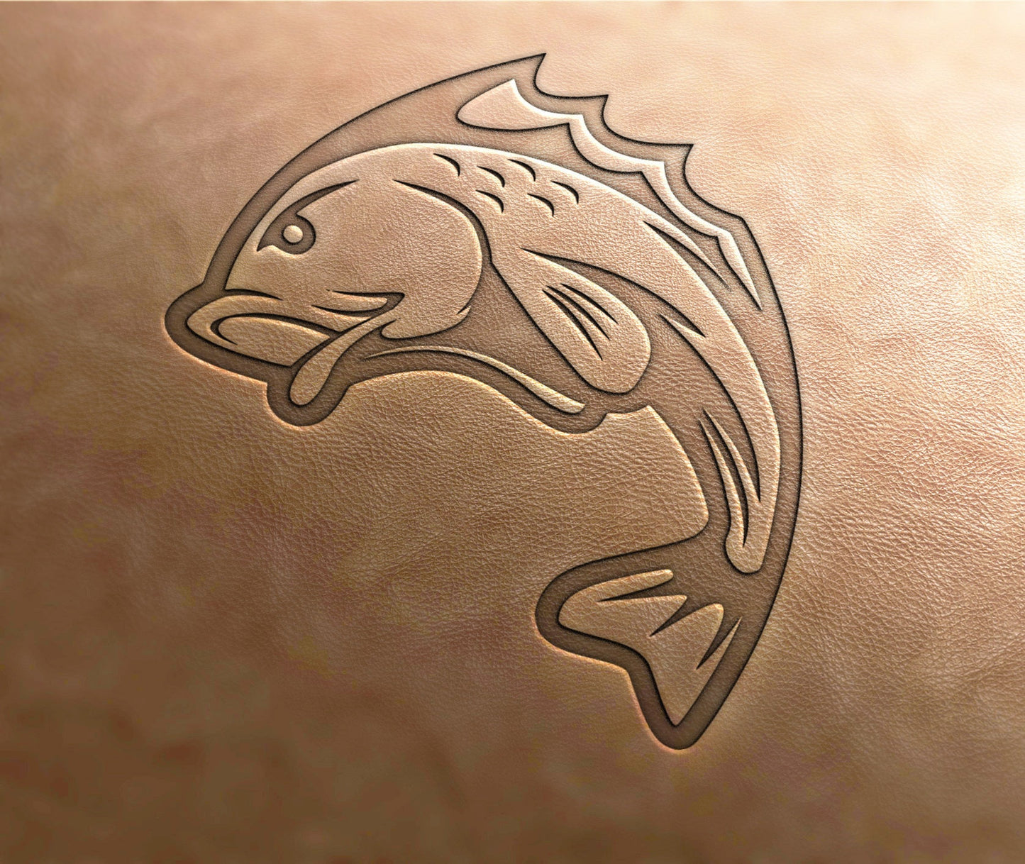 Leather Stamp : fish, fisherman - Delrin Material