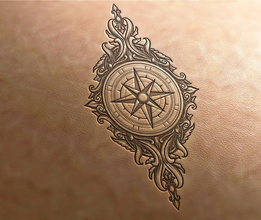 Leather Stamp : Wind Rose - Delrin Material